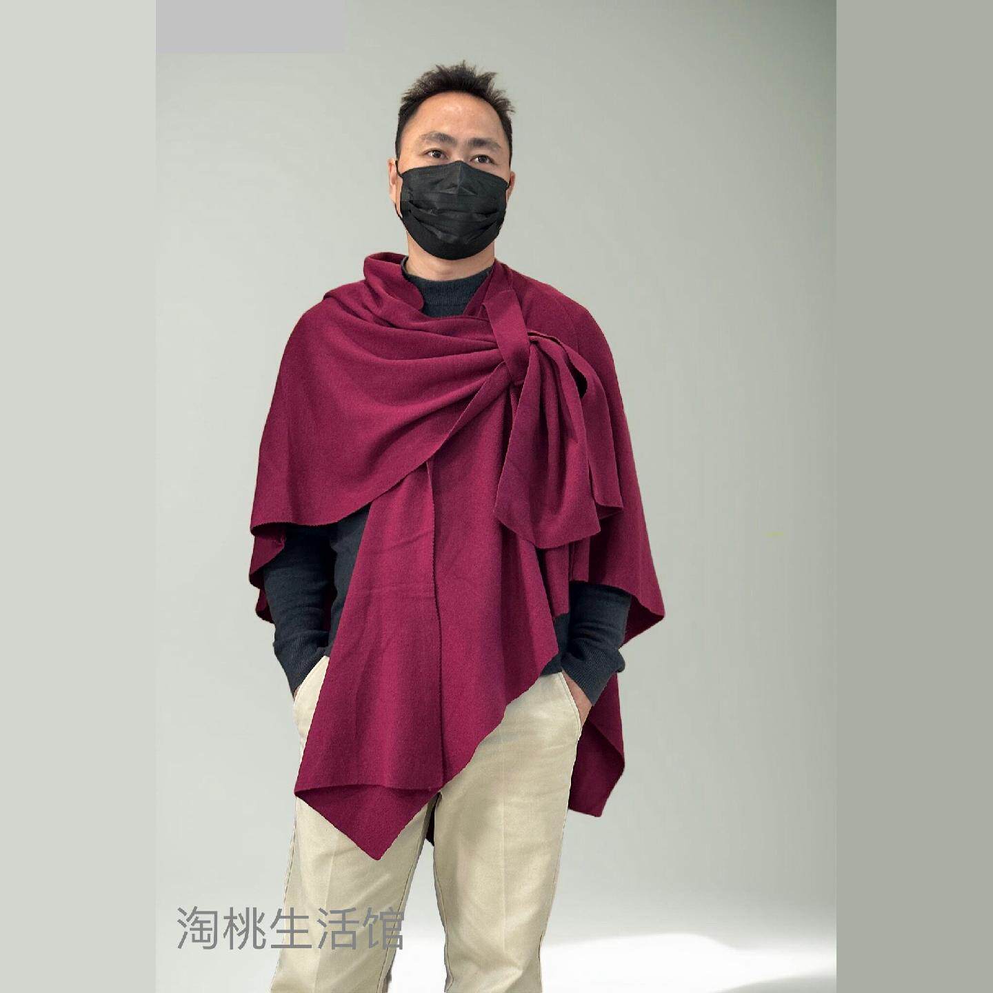 西藏尼泊尔秋冬男士保暖针织披肩