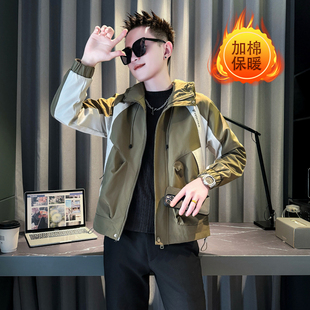 小码男士连帽冲锋衣外套秋冬矮个子男生XS码男装上衣加棉加厚夹克