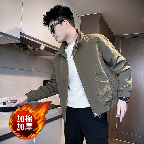 155矮个子男小码加棉休闲外套秋冬韩版S号修身夹克男装XS上衣160