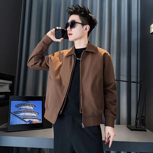 社会小伙夹克外套男潮流拼接假两件翻领上衣XS码S矮个子百搭外套