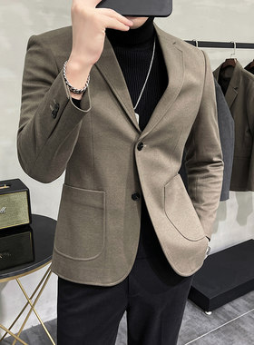 秋冬小码加厚毛呢西服男士休闲呢子外套155小个子S号XS修身小西装