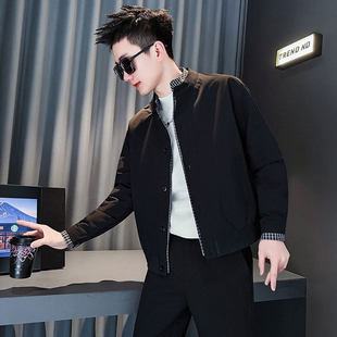小码夹克男XS春秋季休闲青年外套矮小个假两件XS修身S码上衣褂子