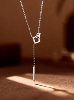 简约几何流苏方形环环相扣项链女小众气质轻奢ins冷淡风锁骨链938