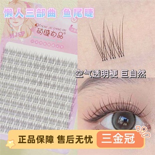 透明梗免胶假睫毛 自然素颜鱼尾睫毛 真三段式免卸假睫毛款式 仙
