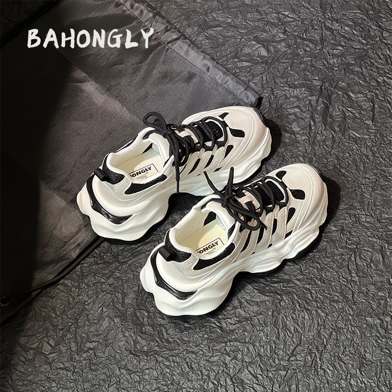 炸街厚底增高老爹鞋女爆款时尚百搭鱼骨鞋设计感显脚小运动休闲鞋