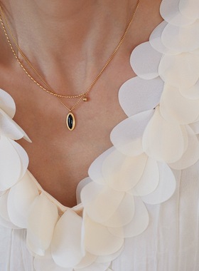 不掉色黑色吊坠锁骨链颈链甜酷风