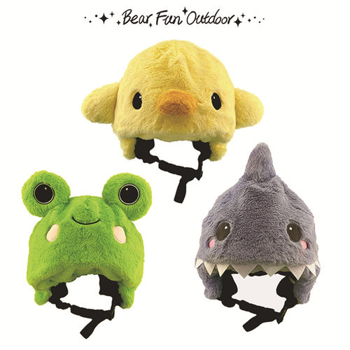 熊趣野原创小鸡青蛙鲨鱼卡通动物毛绒滑雪头盔套装饰男女儿童