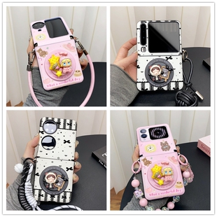 睡衣哭娃磁吸支架适用三星折叠屏zflip6手机壳purax熊猫pocket2荣耀vflip保护套XFlip小米mixflip可爱n3flip