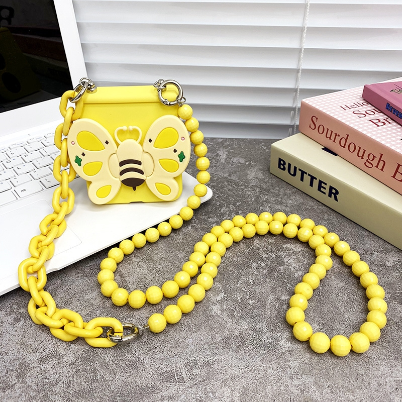 孙怡同款立体蝴蝶支架适用三星zflip3磨砂zflip5手机壳zflip4折叠屏f7110保护壳W23flip斜挎挂绳w24flip珠链