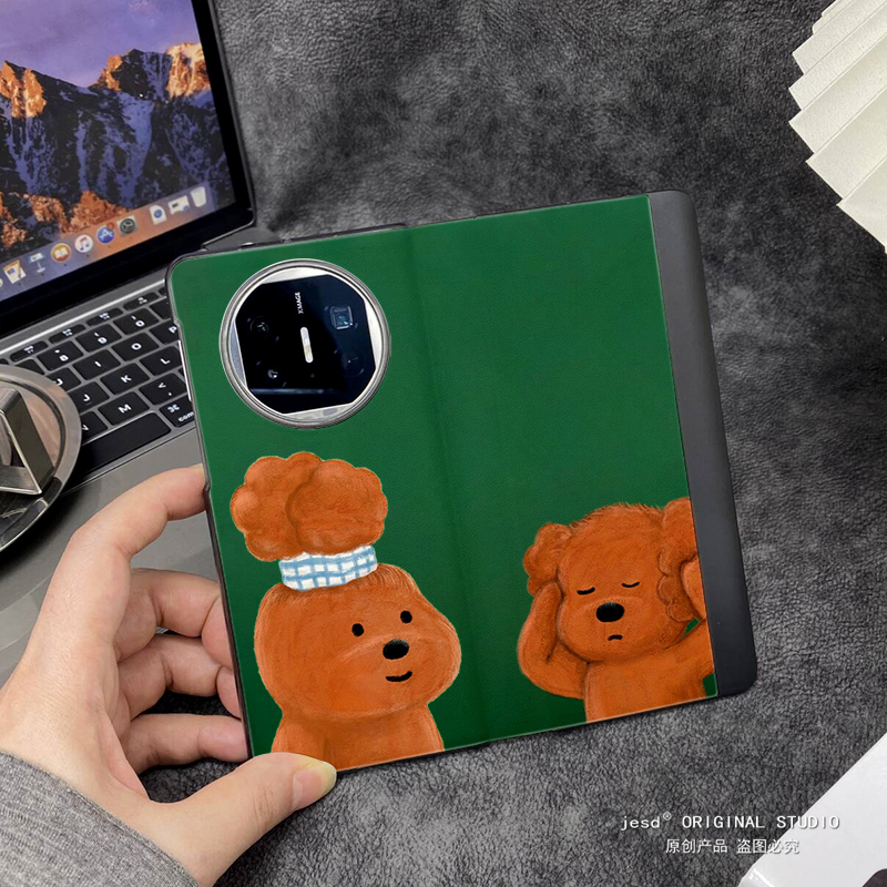 美式复古小狗适用华为matex5手机壳x2折叠屏5g翻盖皮套x3典藏版保护套荣耀magicv2RSR高级Vs2/V2至臻版全包壳