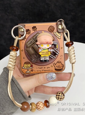 可爱dimoo奇奇蒂蒂萌粒适用三星zflip765折叠屏手机壳n3flip磁吸支架PuraX华为pocket2荣耀vflip小米mixflip2