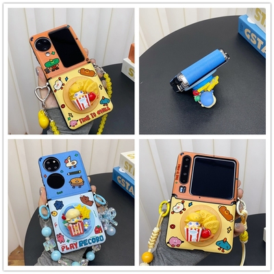 唐老鸭爆米花dimoo磁吸支架适用摩托罗拉razr50ultra手机壳折叠屏razr60新款带挂绳motorazr60铰链全包保护套