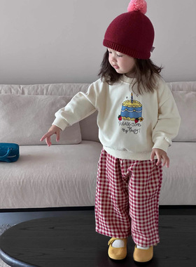 儿童服装秋季2025新款宝宝衣服卫衣格子休闲裤韩版童装女童套装