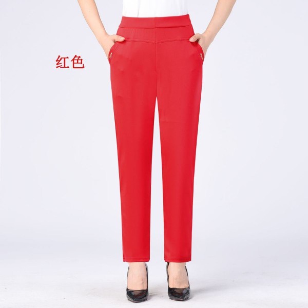 宽松的高腰的黑色九分妈妈裤