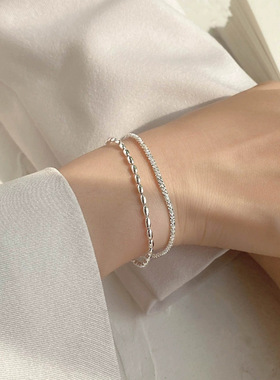 小众双层链条小米粒串珠手链女