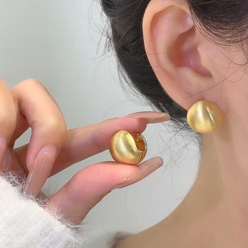拉丝金圆球轻奢百搭耳环