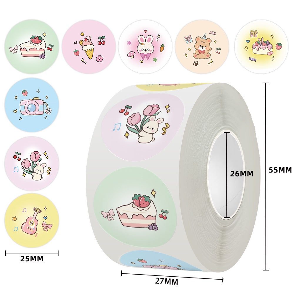 500帖卡通儿童贴纸学生手工diy装饰贴幼儿园教师奖励封口贴卷卷贴,文具电教/文化用品/商务用品,不干胶标签,淘宝优惠券,粉丝福利购,淘宝优惠卷