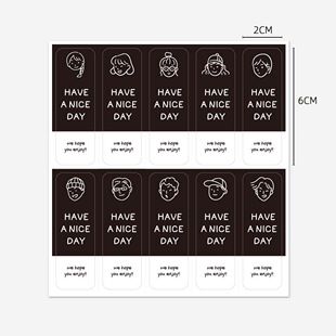 100贴/包黑色长方形谢谢贴纸礼盒封口贴mini标签贴纸水杯罐子装饰