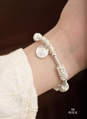 纯银盘缠在手贵我有~福气满满 盘缠满满/福如东海/雪花银傣家熟银