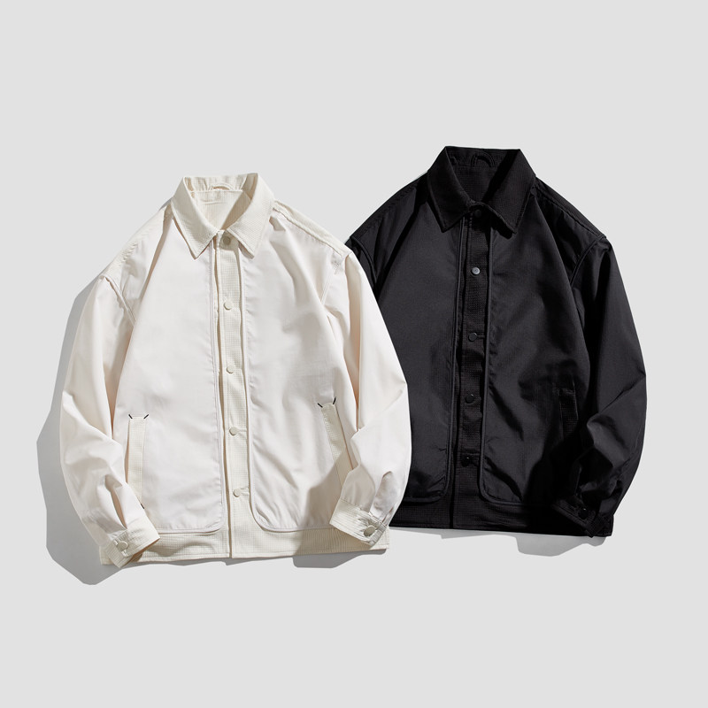 @店主-抖音男士高端针织拼接假两件工装夹克外套505-P100图片