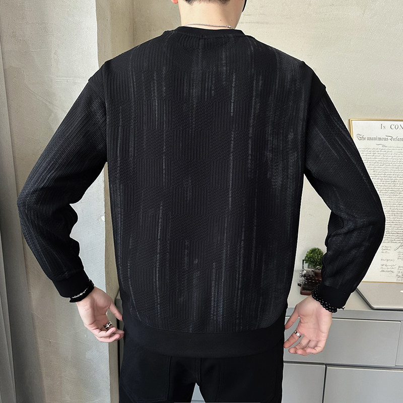 抖音特殊面料上衣男针织长袖卫衣圆领外套休闲-8826-P58控88,女装短外套,电商D246
