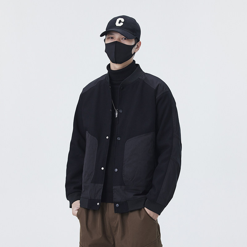 @无影墙-针织设计感春秋季工装棒球服长袖夹克外套8602-P105,男装夹克,电商D246