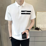 抖音冰凉丝光珠地冰感修身拼接短袖T恤polo衫PL02-P50，男装Polo衫，电商D246