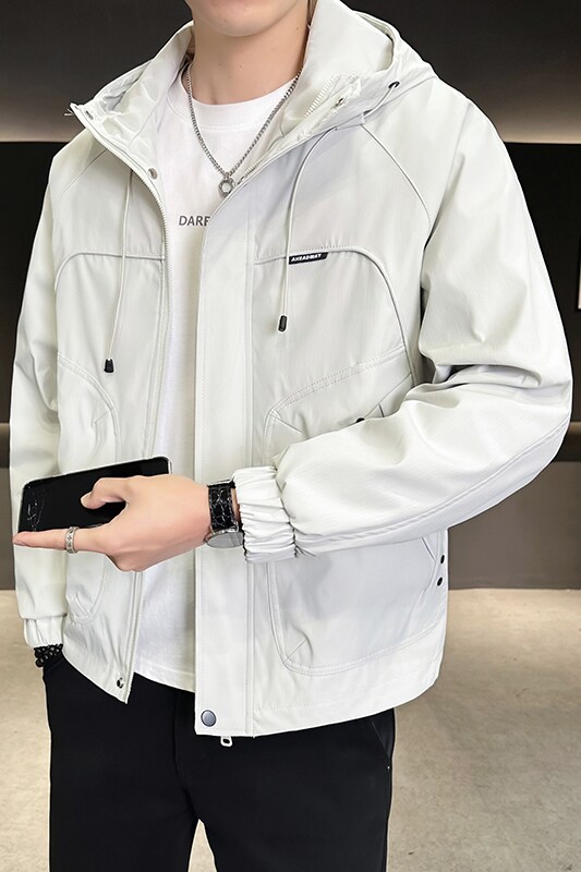 @店主风-冲锋衣春秋季新款工装连帽长袖夹克外套6802-P105,男装夹克,电商D246