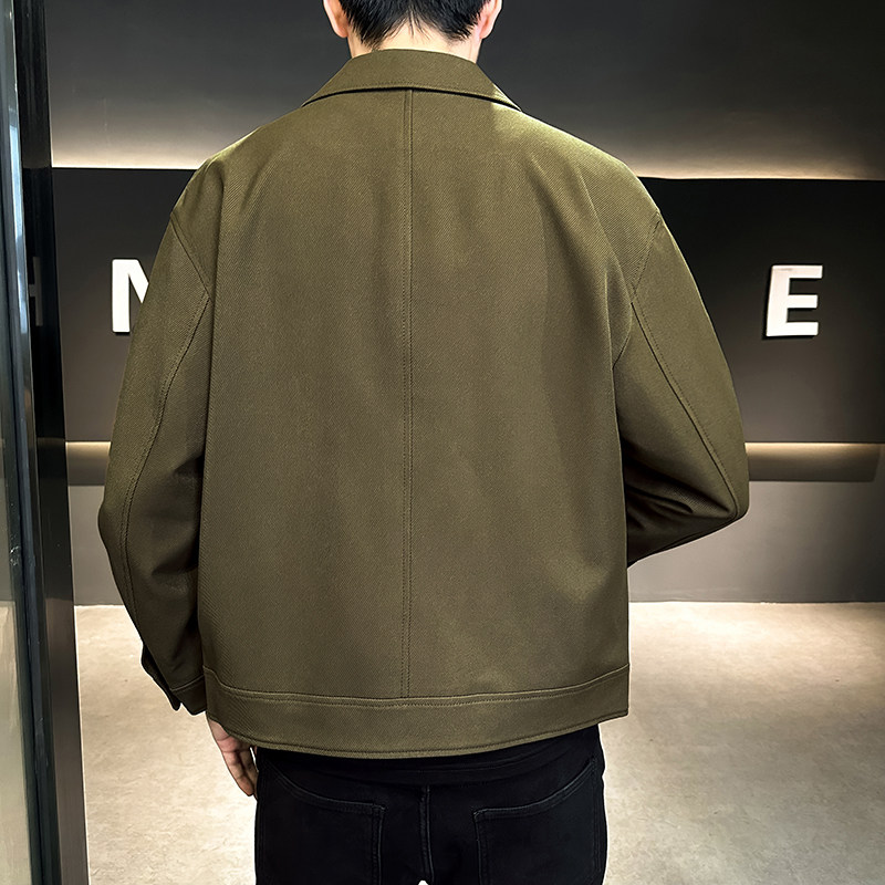 店主风斜纹肌理感面料男士辑明线外套翻领工装夹克男JK123-P105,男装夹克,电商D246