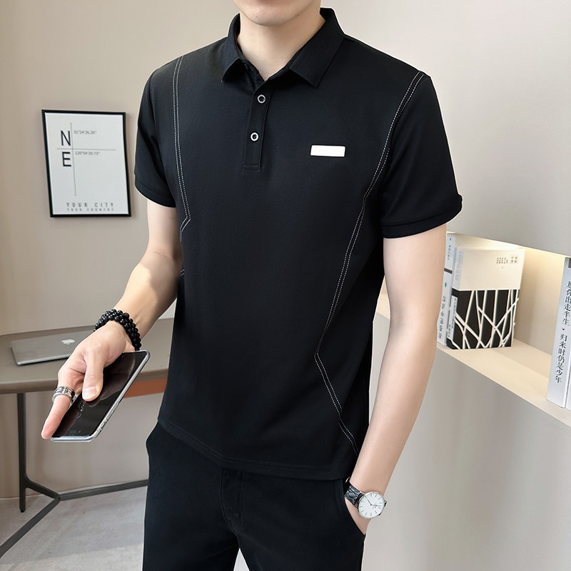 新面料轻奢高级男士设计感polo杉短袖T恤半袖8812-P50图片