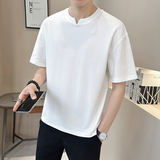 @店主2025新款设计男士高克重V领圆领短袖T恤半袖87012-P48，男装T恤，电商D246