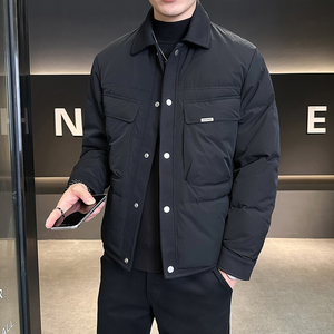 @店主风-冬白鸭绒织拼接羽绒服潮流男拼接上衣8015-P175