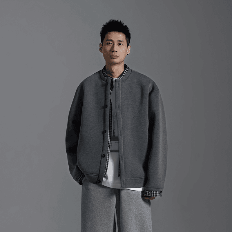 抖音 杭曼男装假两件外套高级感格子拼接设计男女款6126-P105图片