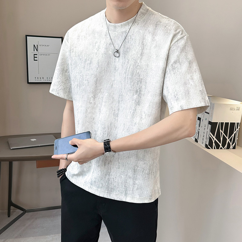 重磅260g新面料轻奢冰丝男士设计感晕染短袖T恤半袖T535-P48,男装T恤,电商D246