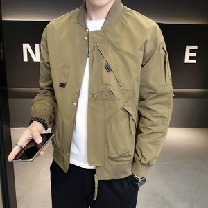 店主风2026春秋新款男士重工外套棒球领工装夹克男JK115-P110,男士春秋搭配多厚的围巾比较好图片
