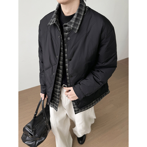@标50 美式抖音羽绒服假两件格子高级感男外套98006-P185，男装羽绒服，电商D246