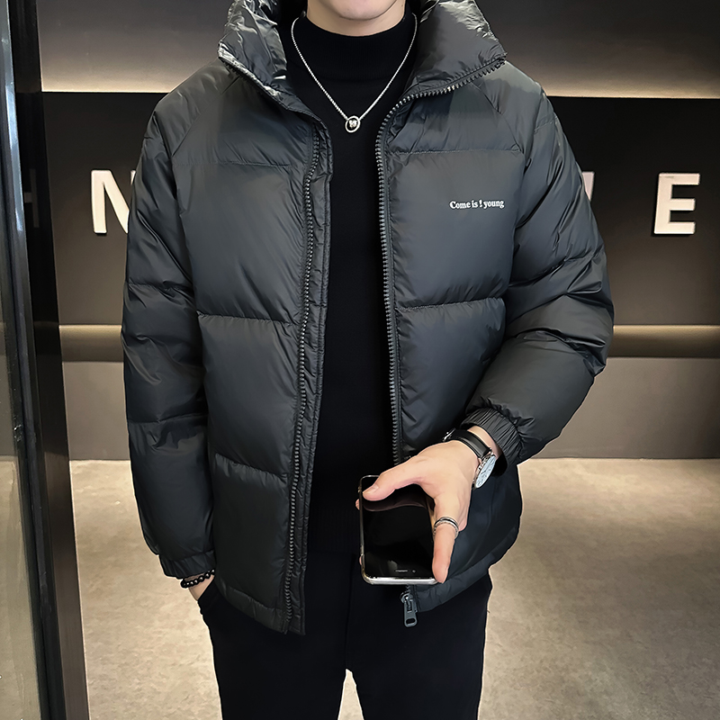 @店主风-跑量冬白鸭绒纯色立领羽绒服潮流男上衣YR869-特P110，男装羽绒服，电商D246