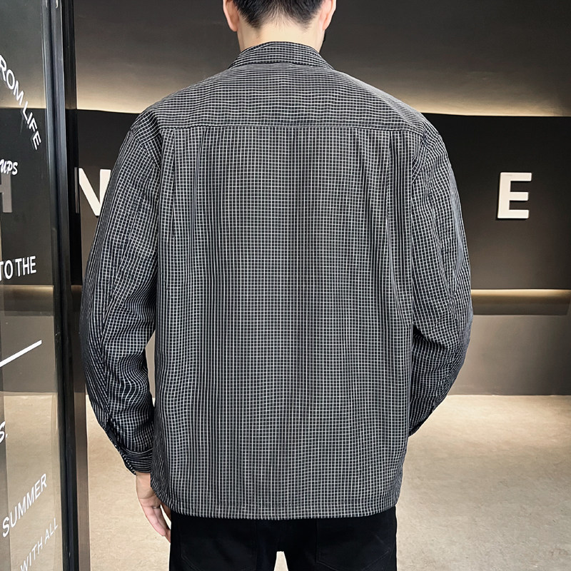 @店主风-工装格子春秋季新款翻领长袖夹克外套1101-P95,男装夹克,电商D246