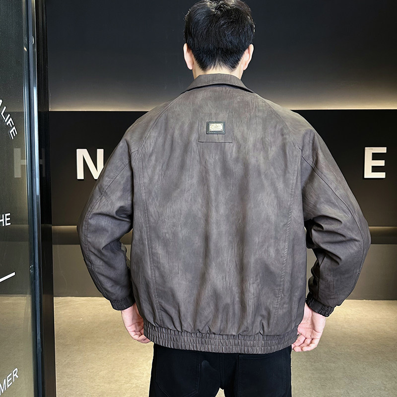 @标美式皮衣秋冬新款翻领工装皮羽绒服潮流男外套906-P220,男装皮衣,电商D246