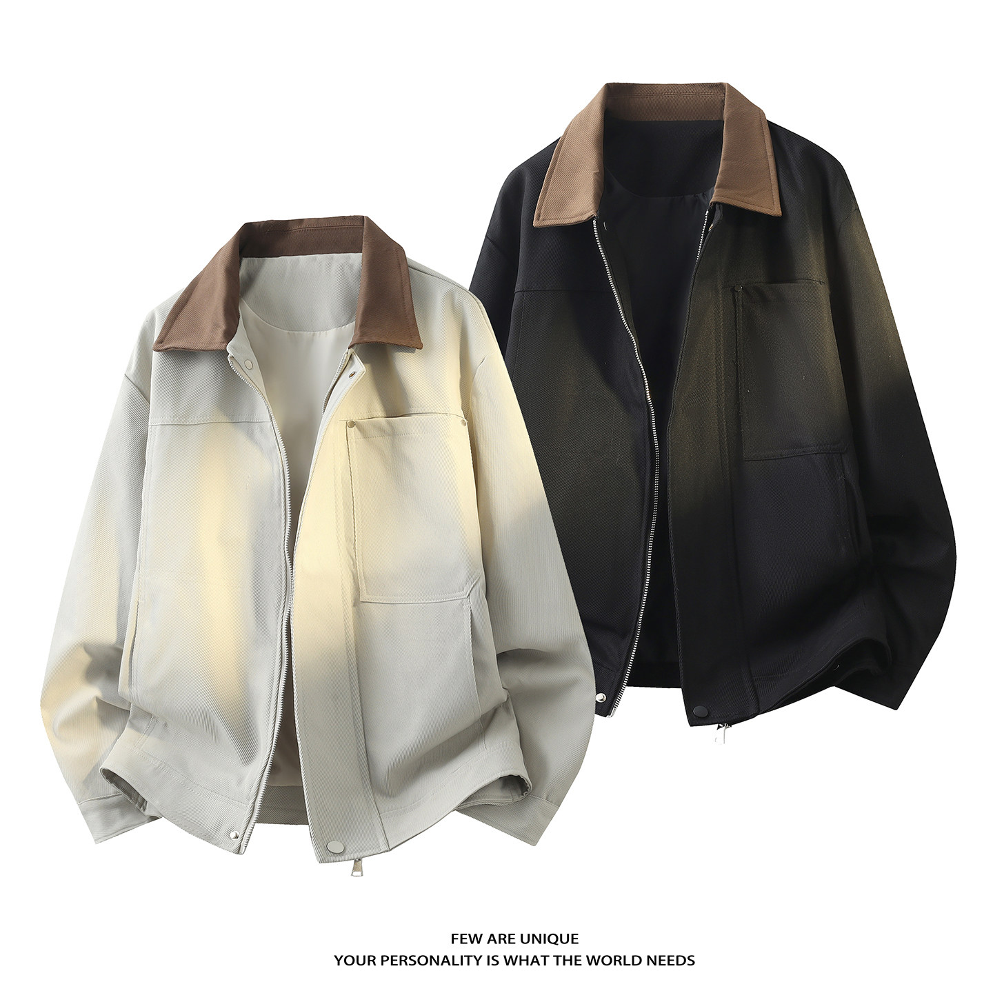 3D平铺-高级感行政商务夹克工装翻领斜纹外套JK142-P95，男装夹克，电商D246