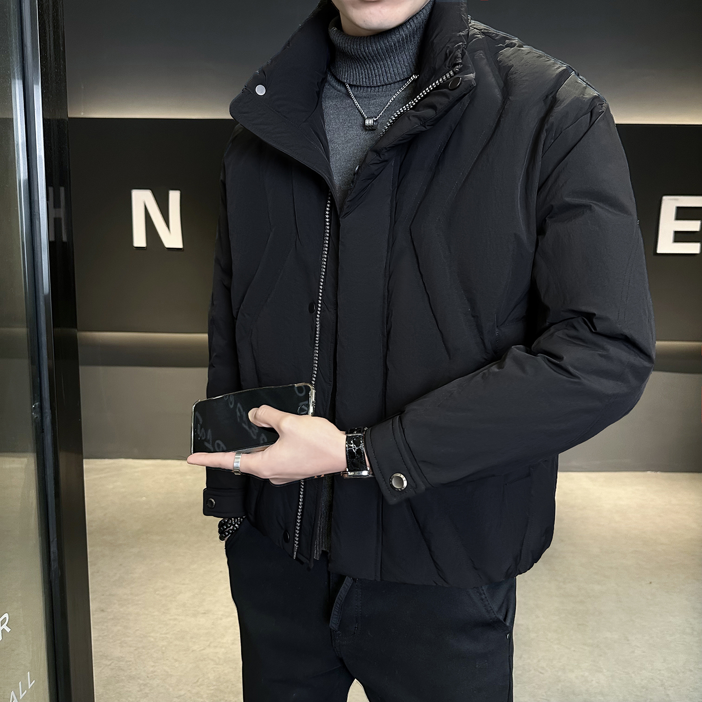 @标502025新款外套羽绒服工装设计高级感男立领外套8688-P205，男装羽绒服，电商D246