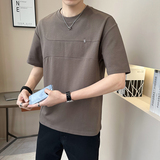 新面料轻奢高级男士设计感美式复古拼接短袖T恤半袖8786-P48，男装T恤，电商D246