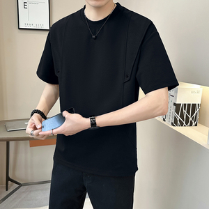 重磅液态棉轻奢冰丝男士设计感美式潮牌短袖T恤半袖T539-P48