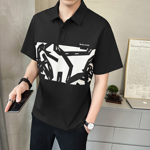 @店主 2025夏季冰感纯棉拼接设计感短袖T恤polo衫25506-P58图片