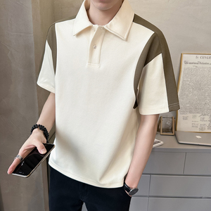 抖音伯爵 重磅280克冰感宽松拼接短袖T恤polo衫PL01-P55图片