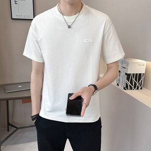 @店主 2025新款设计男士高克重撞色圆领短袖T恤半袖91082-P48图片