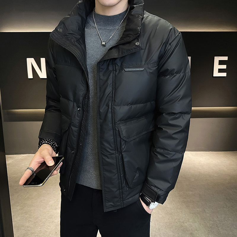 @店主风-大免洗皮面料冬白鸭绒立领羽绒服潮流男8622-P160图片