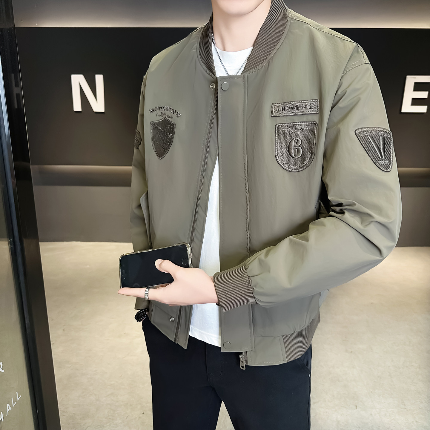 2026春秋新款 男士外套定制棒球领工装夹克男1907-P95图片