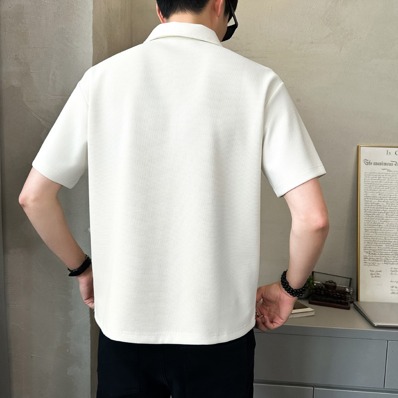 新华夫格280克冰感高级感拼接短袖T恤polo衫PL516-P5588,男装Polo衫,电商D246