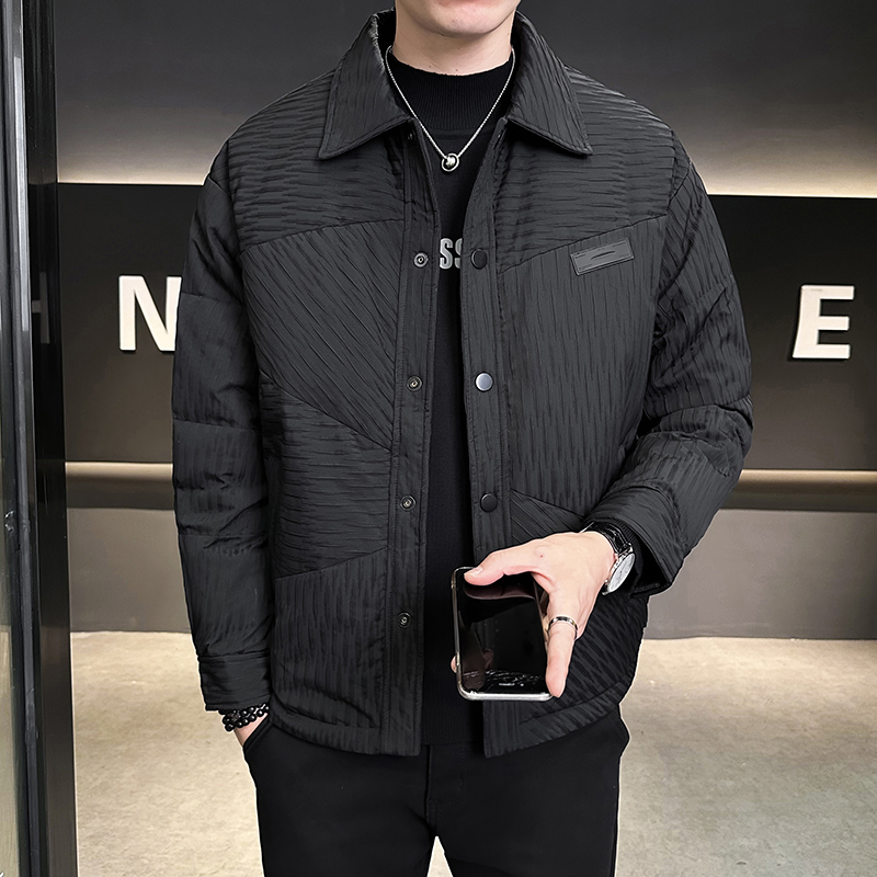 @标90绒肌理感特殊面料白鸭绒羽绒服潮流男衬衫领YR879-P230，男装羽绒服，电商D246